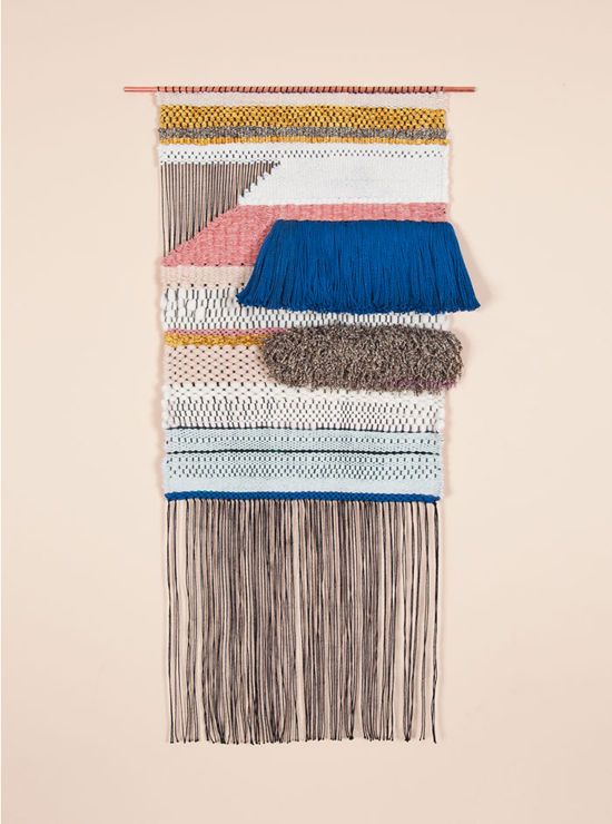 wanddecoratie textiel blauw